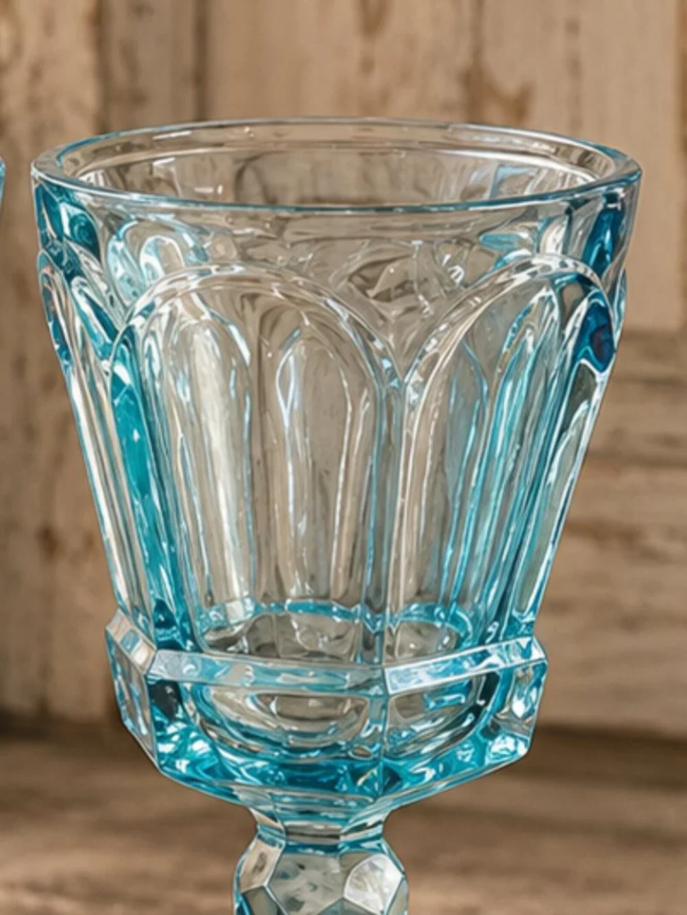 Set of 2 Vintage Fostoria Virginia Footed Glasses Light Blue